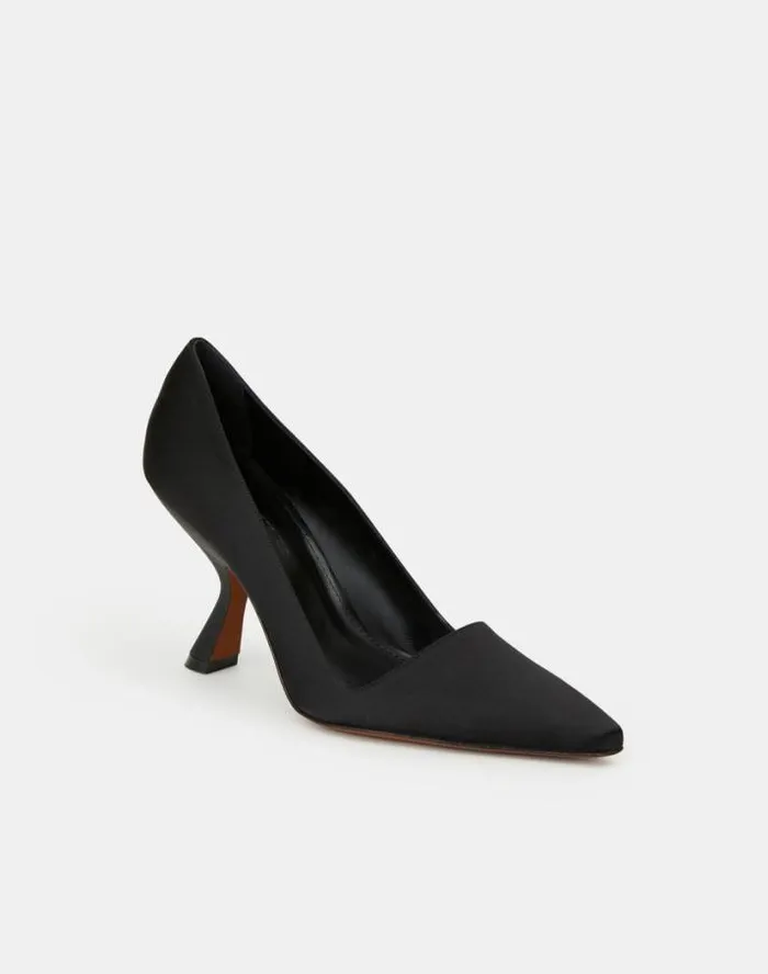 Lafayette 148 New York Satin High Heeled Pump Black Shoes Heels