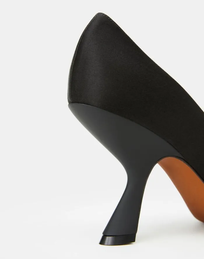 Lafayette 148 New York Satin High Heeled Pump Black Shoes Heels