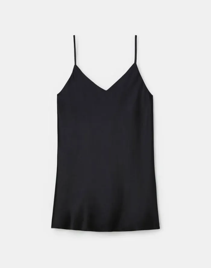 Lafayette 148 New York Silk Charmeuse Bias Tank Black Ready To Wear Blouses and Shirts