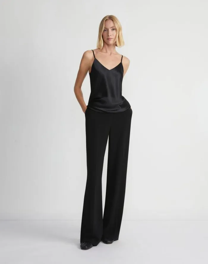 Lafayette 148 New York Silk Charmeuse Bias Tank Black Ready To Wear Blouses and Shirts