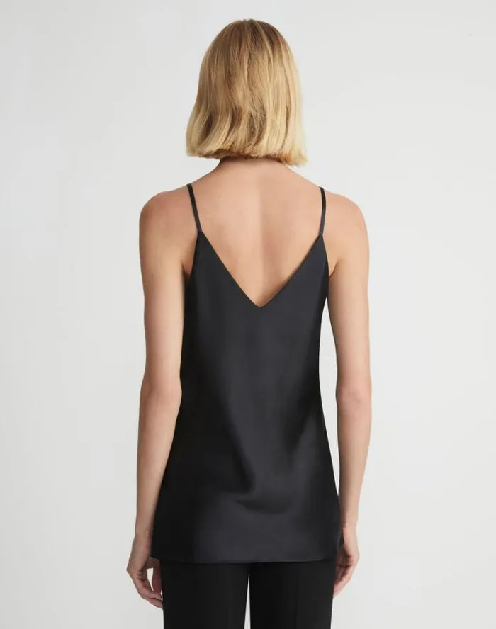Lafayette 148 New York Silk Charmeuse Bias Tank Black Ready To Wear Blouses and Shirts
