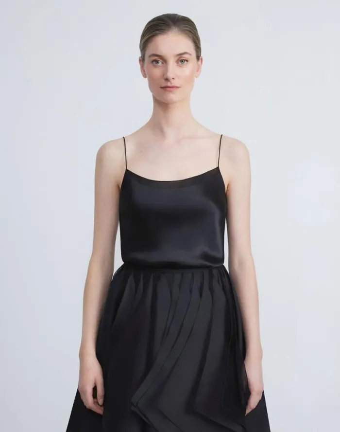 Lafayette 148 New York Silk Charmeuse Camisole Black Ready To Wear Blouses and Shirts