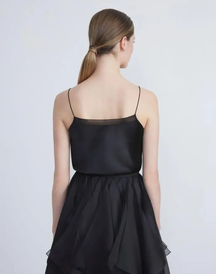 Lafayette 148 New York Silk Charmeuse Camisole Black Ready To Wear Blouses and Shirts