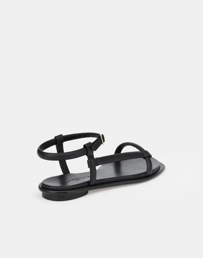 Lafayette 148 New York Soft Calfskin Leather City Sandal Black Shoes Sandals