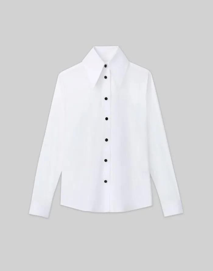 Lafayette 148 New York Stretch Cotton Snap Front Shirt White Ready To Wear Blouses and Shirts Lafayette 148 New York Stretch Cotton Snap Front Shirt White Ready To Wear Blouses and Shirts