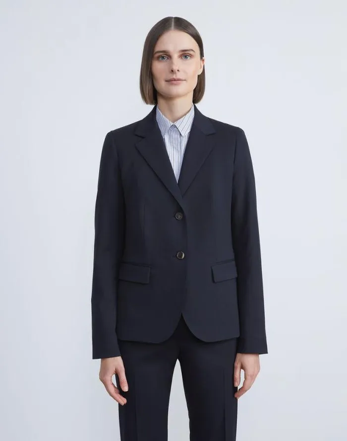 Lafayette 148 New York Stretch Wool TwoButton Blazer Black Ready To Wear Jackets and Blazers