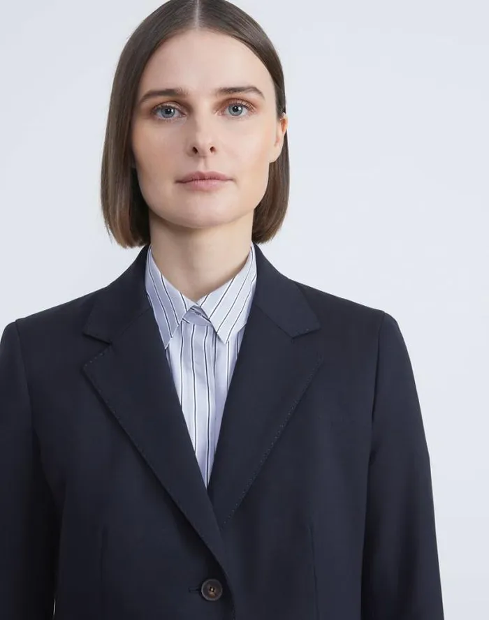 Lafayette 148 New York Stretch Wool TwoButton Blazer Black Ready To Wear Jackets and Blazers