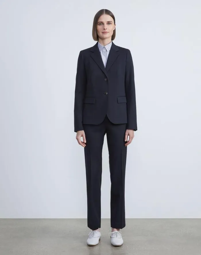 Lafayette 148 New York Stretch Wool TwoButton Blazer Black Ready To Wear Jackets and Blazers