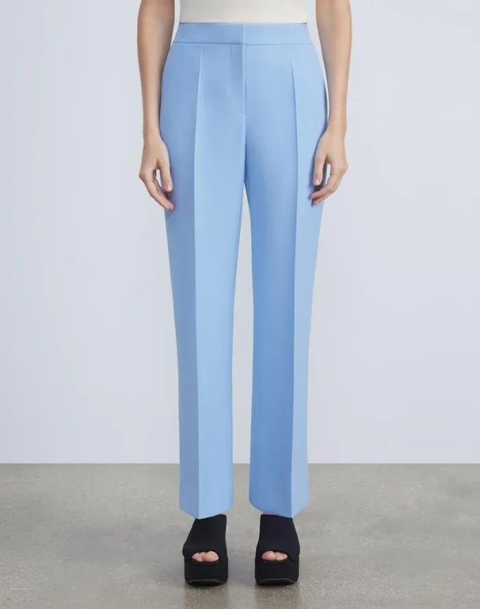 Lafayette 148 New York WoolSilk Crepe Gates Flared Ankle Pant Black Ready To Wear Pants and Shorts