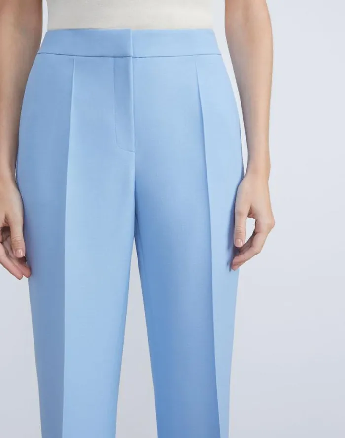 Lafayette 148 New York WoolSilk Crepe Gates Flared Ankle Pant Black Ready To Wear Pants and Shorts