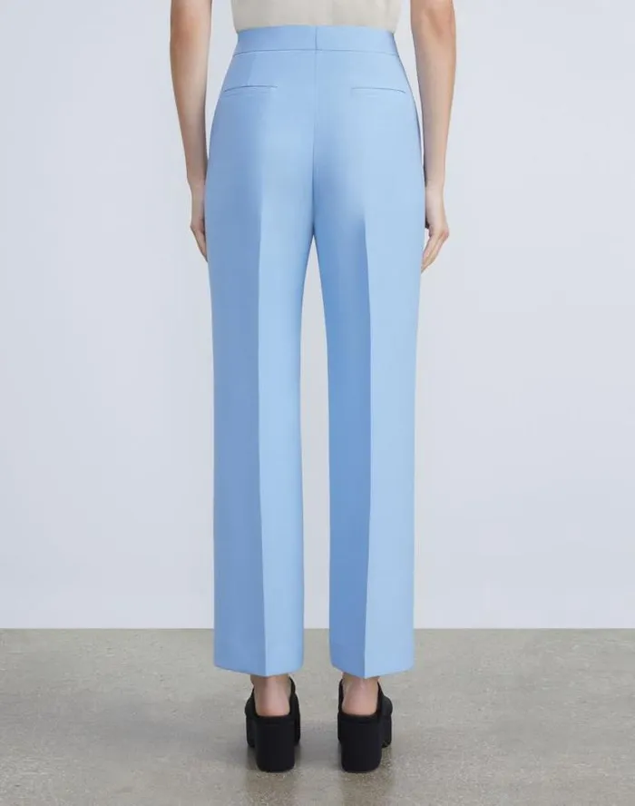 Lafayette 148 New York WoolSilk Crepe Gates Flared Ankle Pant Black Ready To Wear Pants and Shorts