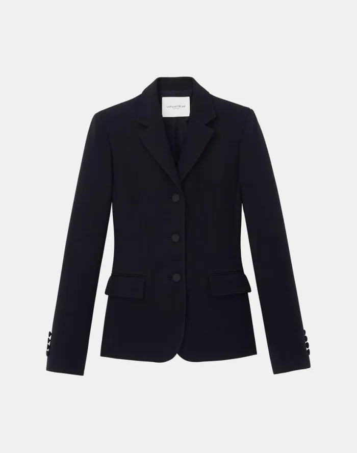 Lafayette 148 New York WoolSilk Crepe ThreeButton Academy Blazer Black Ready To Wear Jackets and Blazers Lafayette 148 New York WoolSilk Crepe ThreeButton Academy Blazer Black Ready To Wear Jackets and Blazers