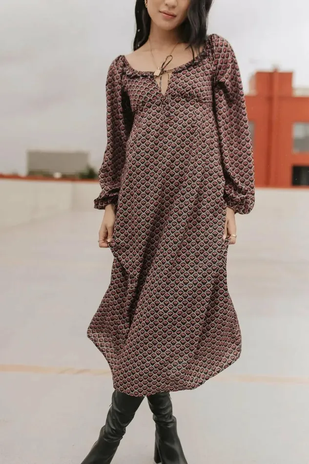 Layne Printed Midi Dress Black Women Bohme Dresses