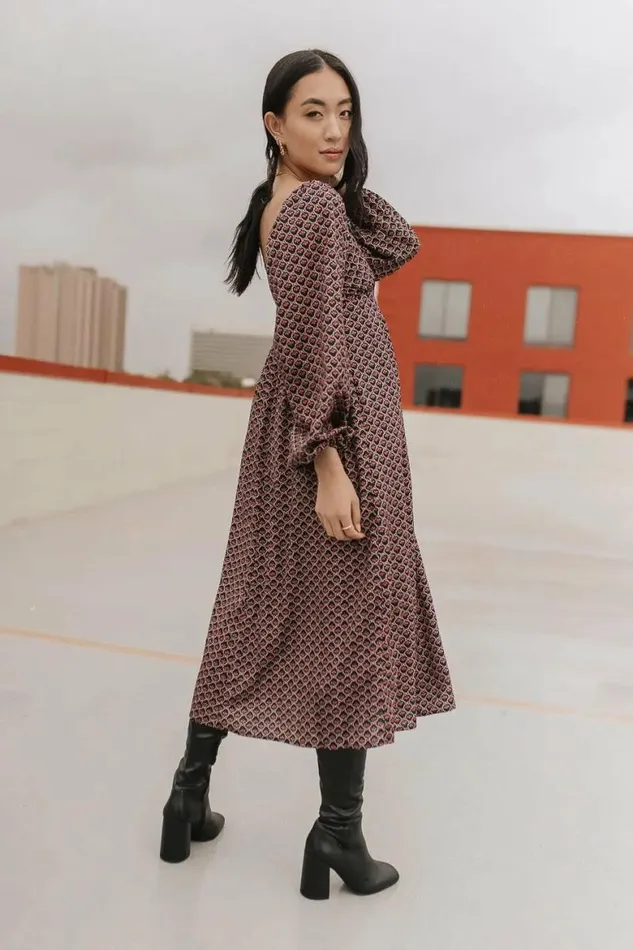 Layne Printed Midi Dress Black Women Bohme Dresses
