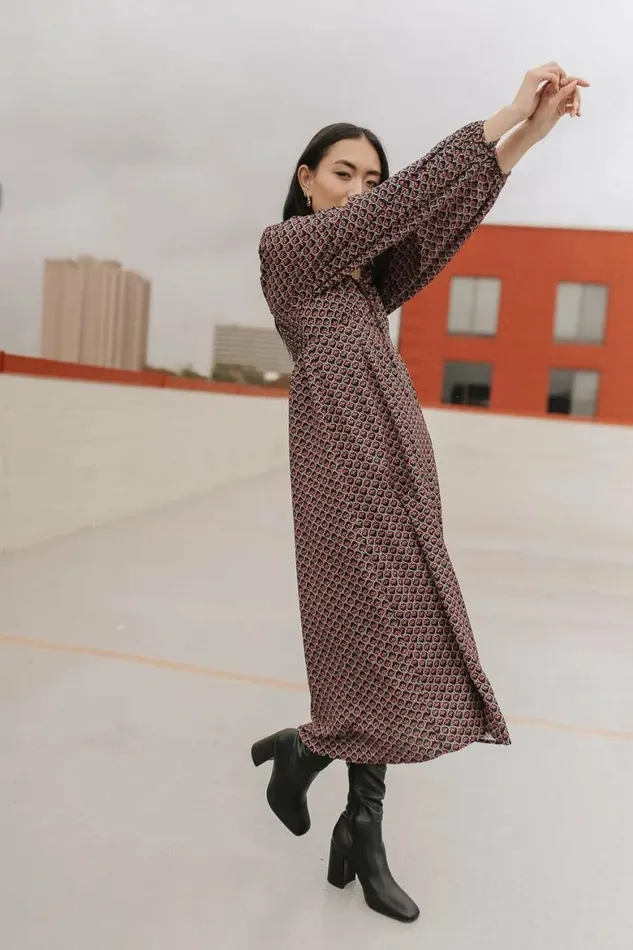 Layne Printed Midi Dress Black Women Bohme Dresses