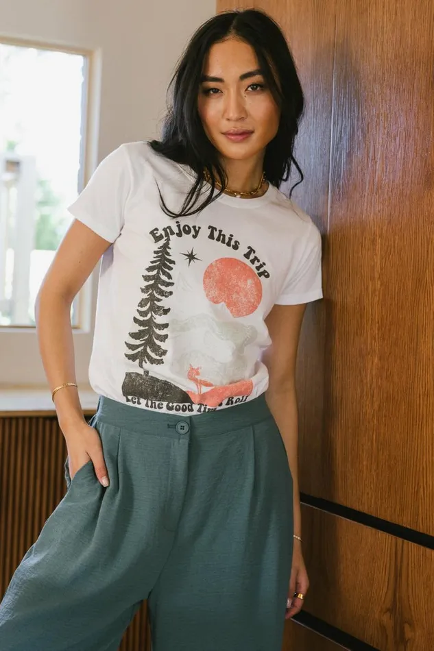 Let The Good Times Roll Graphic Tee 8211 FINAL SALE White Women Bohme Tees and Tanks