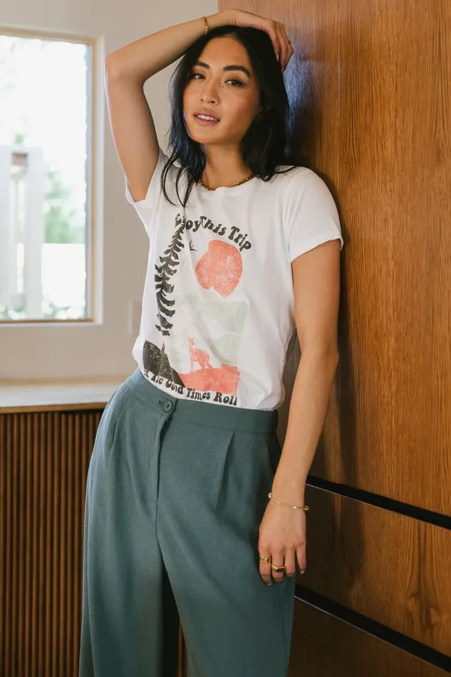 Let The Good Times Roll Graphic Tee 8211 FINAL SALE White Women Bohme Tees and Tanks