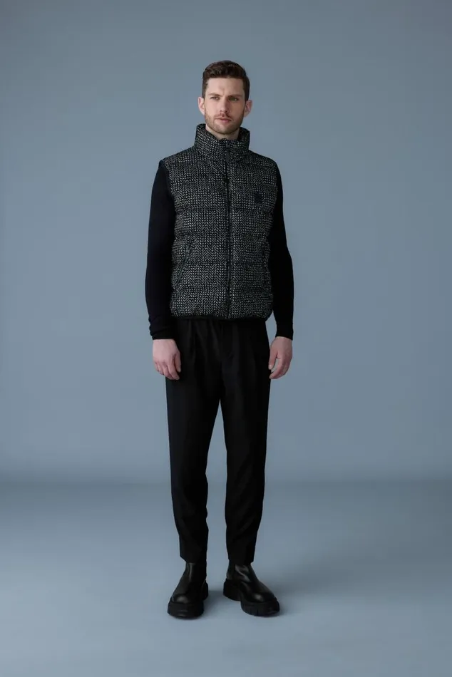 Light Down Jackets Men Mackage FISHERFLP Flocked Light Down Vest Blackwhite Light Down Jackets Men Mackage FISHERFLP Flocked Light Down Vest Blackwhite
