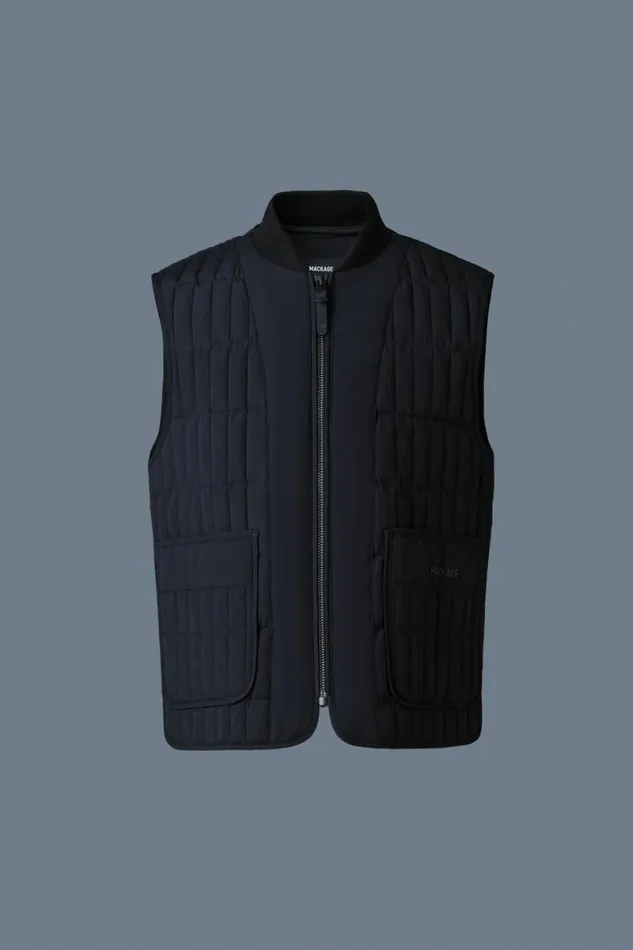 Light Down Jackets Men Mackage LEVI Light Down Vertical Quilted Vest Black