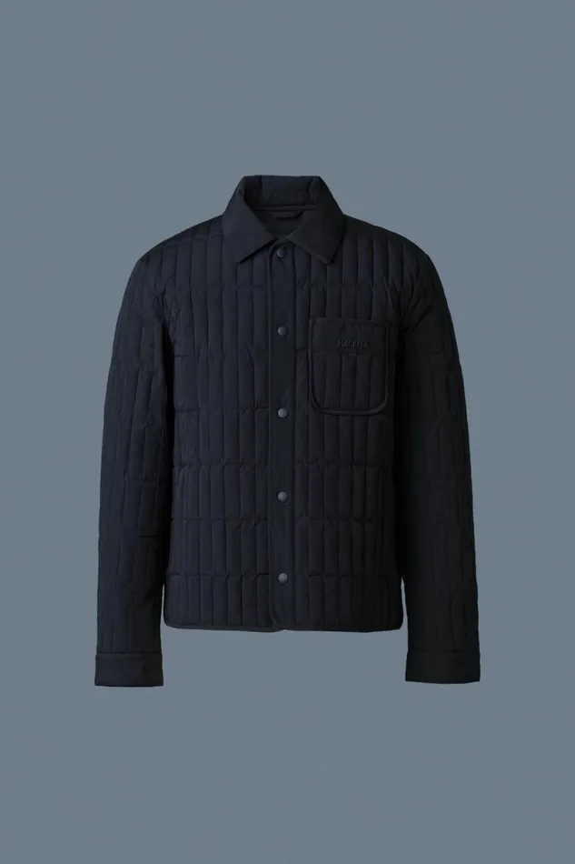 Light Down Jackets Men Mackage MATEO Vertical Quilted Jacket With Spread Collar Black