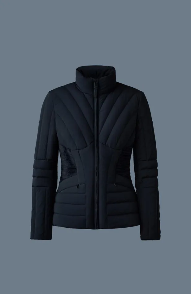 Light Down Jackets Women Mackage ALMA Smocked Detail Light Down Jacket Black