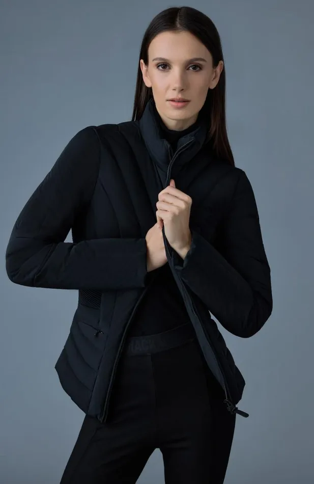 Light Down Jackets Women Mackage ALMA Smocked Detail Light Down Jacket Black