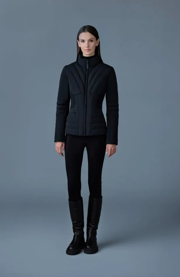 Light Down Jackets Women Mackage ALMA Smocked Detail Light Down Jacket Black