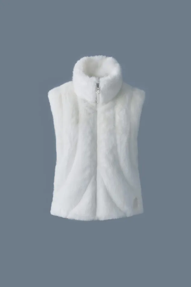 Light Down Jackets Women Mackage GINNY Brushed Fauxfur Vest Cream
