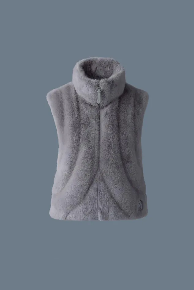 Light Down Jackets Women Mackage GINNY Brushed Fauxfur Vest Cream Light Down Jackets Women Mackage GINNY Brushed Fauxfur Vest Cream