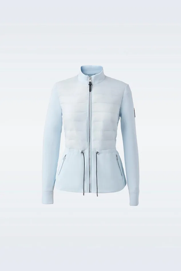 Light Down Jackets Women Mackage JOYCE Hybrid Jacket With Peplum Cream