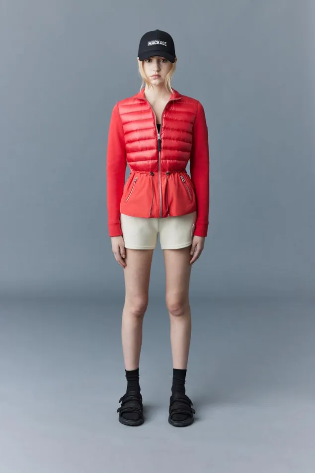 Light Down Jackets Women Mackage JOYCE Hybrid Jacket With Peplum Cream Light Down Jackets Women Mackage JOYCE Hybrid Jacket With Peplum Cream
