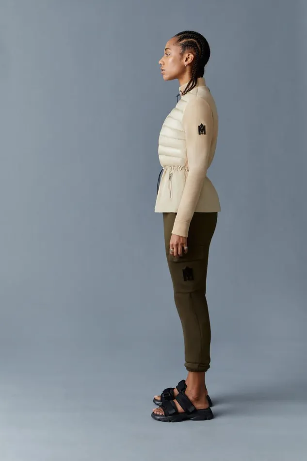 Light Down Jackets Women Mackage JOYCE Hybrid Jacket With Peplum Cream Light Down Jackets Women Mackage JOYCE Hybrid Jacket With Peplum Cream