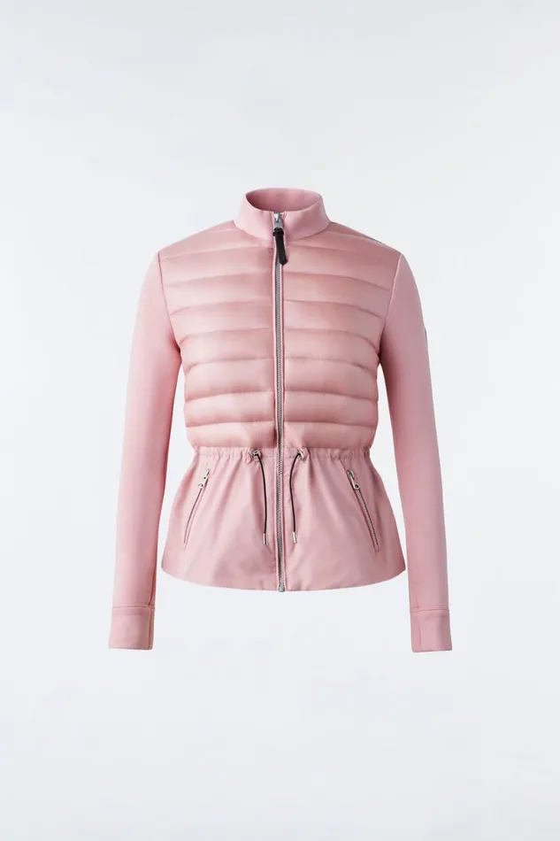 Light Down Jackets Women Mackage JOYCE Hybrid Jacket With Peplum Cream Light Down Jackets Women Mackage JOYCE Hybrid Jacket With Peplum Cream