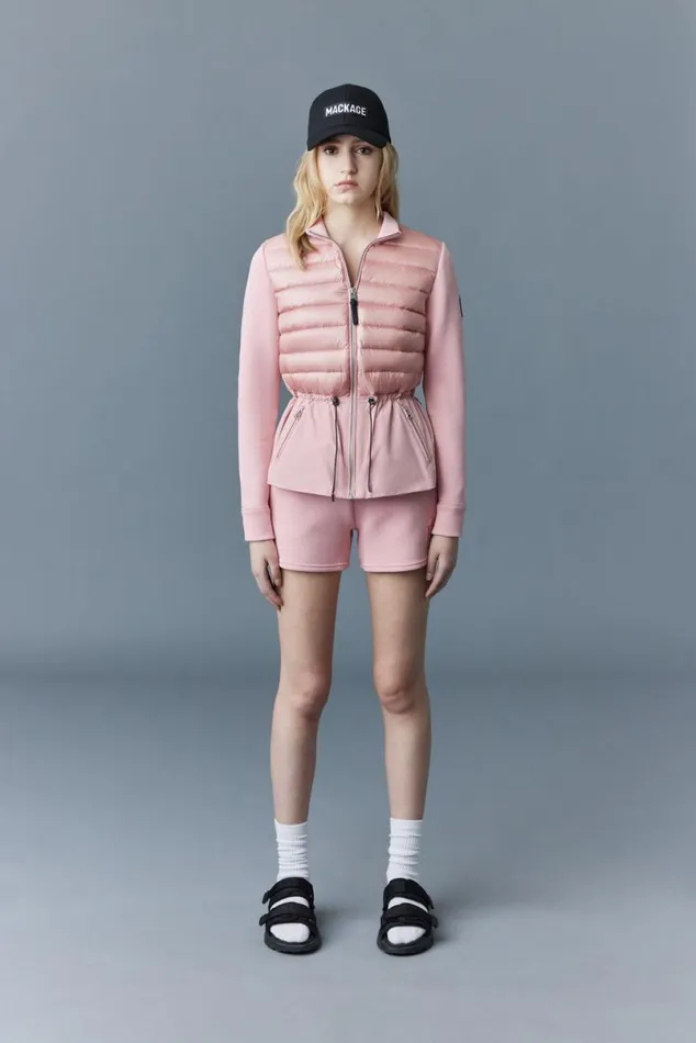 Light Down Jackets Women Mackage JOYCE Hybrid Jacket With Peplum Cream Light Down Jackets Women Mackage JOYCE Hybrid Jacket With Peplum Cream