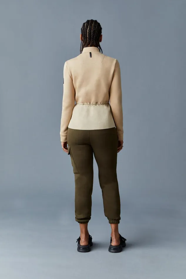 Light Down Jackets Women Mackage JOYCE Hybrid Jacket With Peplum Cream Light Down Jackets Women Mackage JOYCE Hybrid Jacket With Peplum Cream