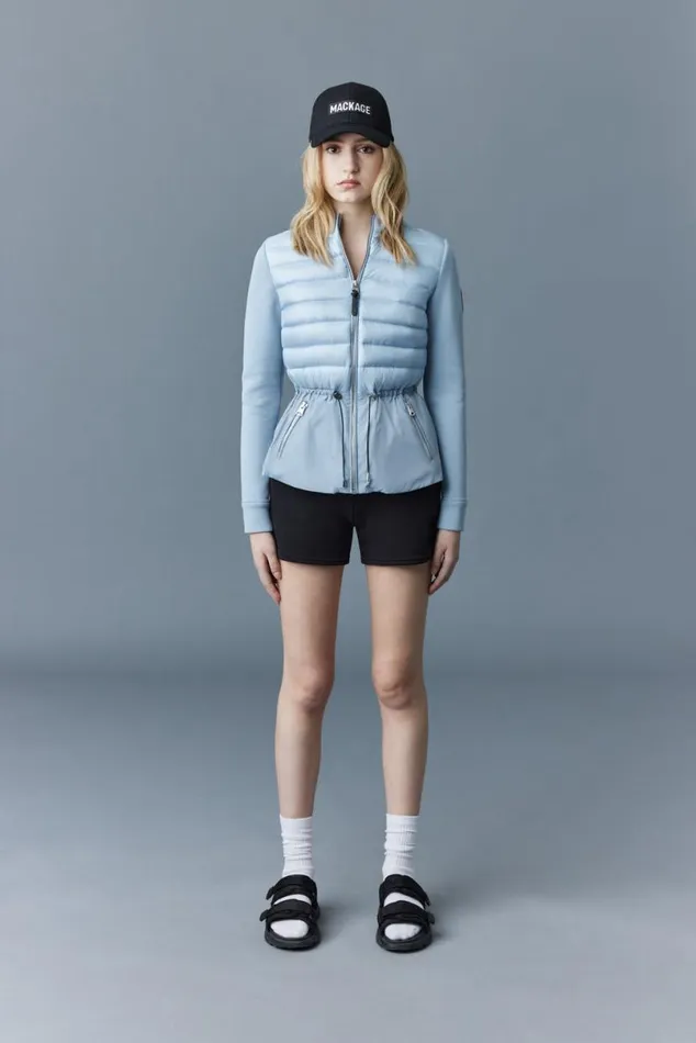 Light Down Jackets Women Mackage JOYCE Hybrid Jacket With Peplum Cream Light Down Jackets Women Mackage JOYCE Hybrid Jacket With Peplum Cream