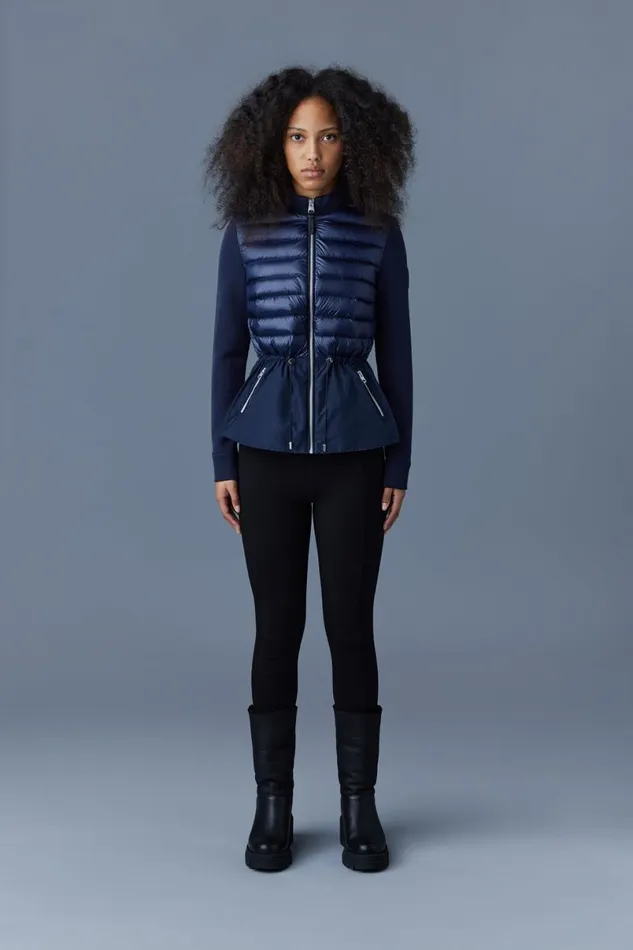 Light Down Jackets Women Mackage JOYCE Hybrid Jacket With Peplum Cream Light Down Jackets Women Mackage JOYCE Hybrid Jacket With Peplum Cream