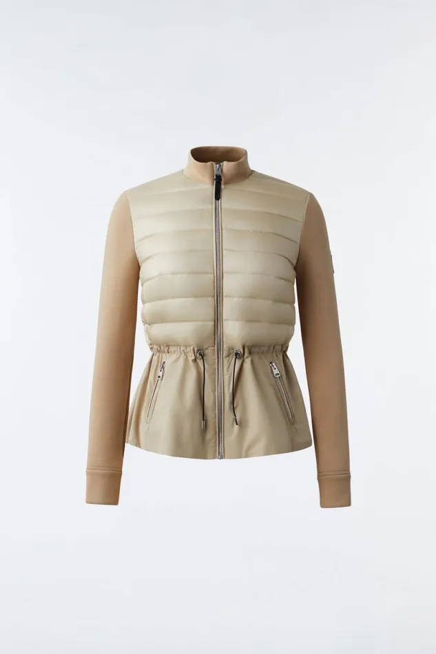 Light Down Jackets Women Mackage JOYCE Hybrid Jacket With Peplum Cream Light Down Jackets Women Mackage JOYCE Hybrid Jacket With Peplum Cream