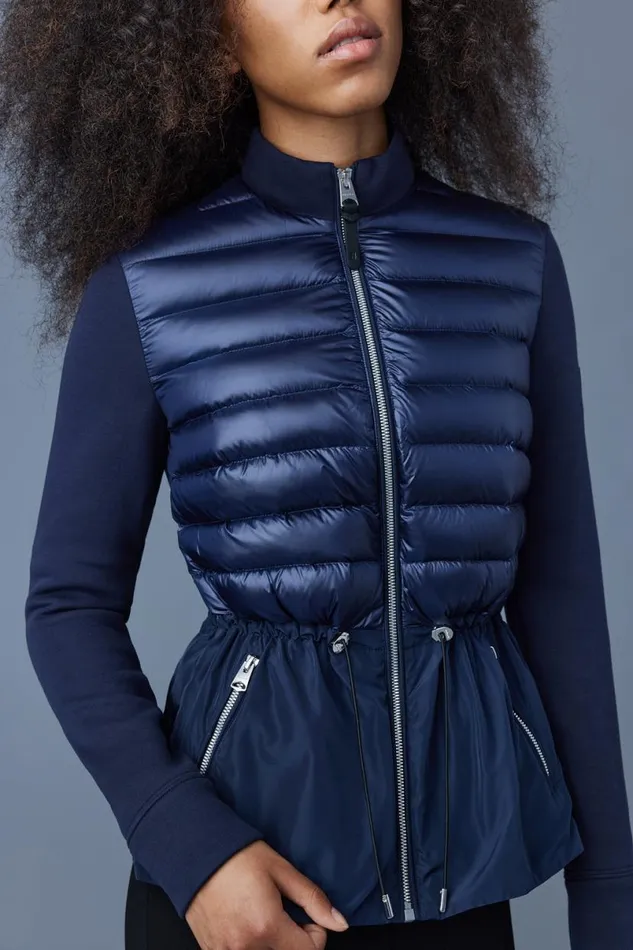 Light Down Jackets Women Mackage JOYCE Hybrid Jacket With Peplum Cream Light Down Jackets Women Mackage JOYCE Hybrid Jacket With Peplum Cream
