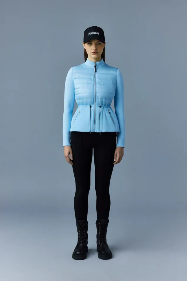 Light Down Jackets Women Mackage JOYCE Hybrid Jacket With Peplum Cream Light Down Jackets Women Mackage JOYCE Hybrid Jacket With Peplum Cream
