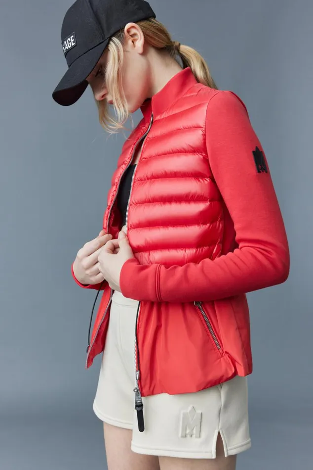 Light Down Jackets Women Mackage JOYCE Hybrid Jacket With Peplum Cream Light Down Jackets Women Mackage JOYCE Hybrid Jacket With Peplum Cream