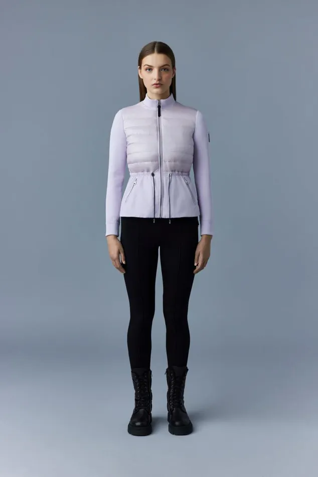Light Down Jackets Women Mackage JOYCE Hybrid Jacket With Peplum Cream Light Down Jackets Women Mackage JOYCE Hybrid Jacket With Peplum Cream