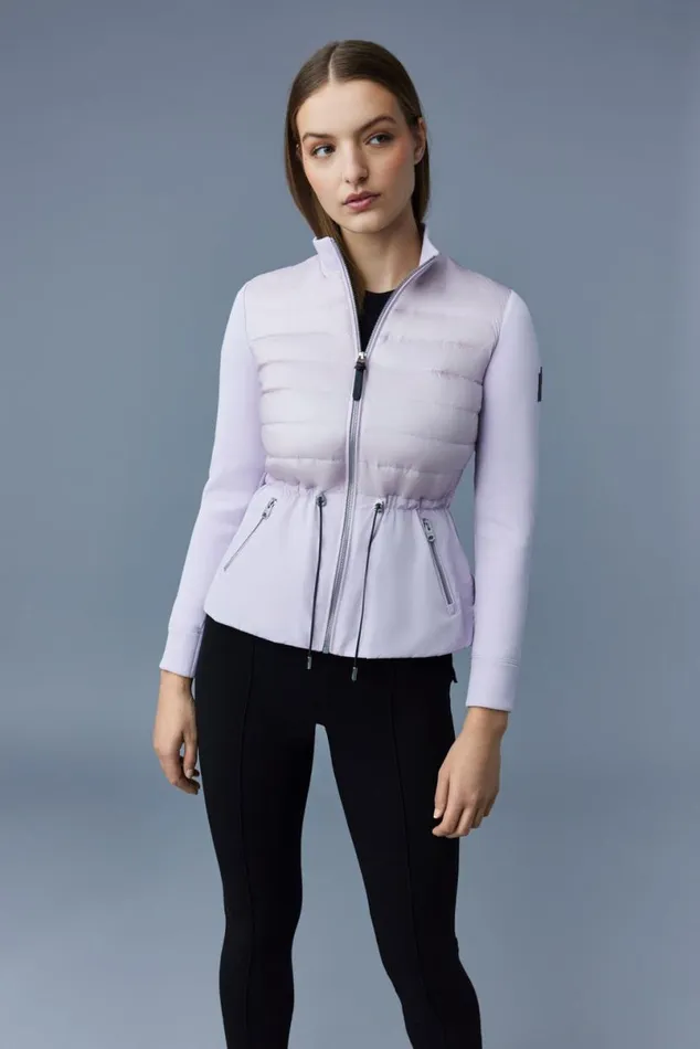 Light Down Jackets Women Mackage JOYCE Hybrid Jacket With Peplum Cream Light Down Jackets Women Mackage JOYCE Hybrid Jacket With Peplum Cream