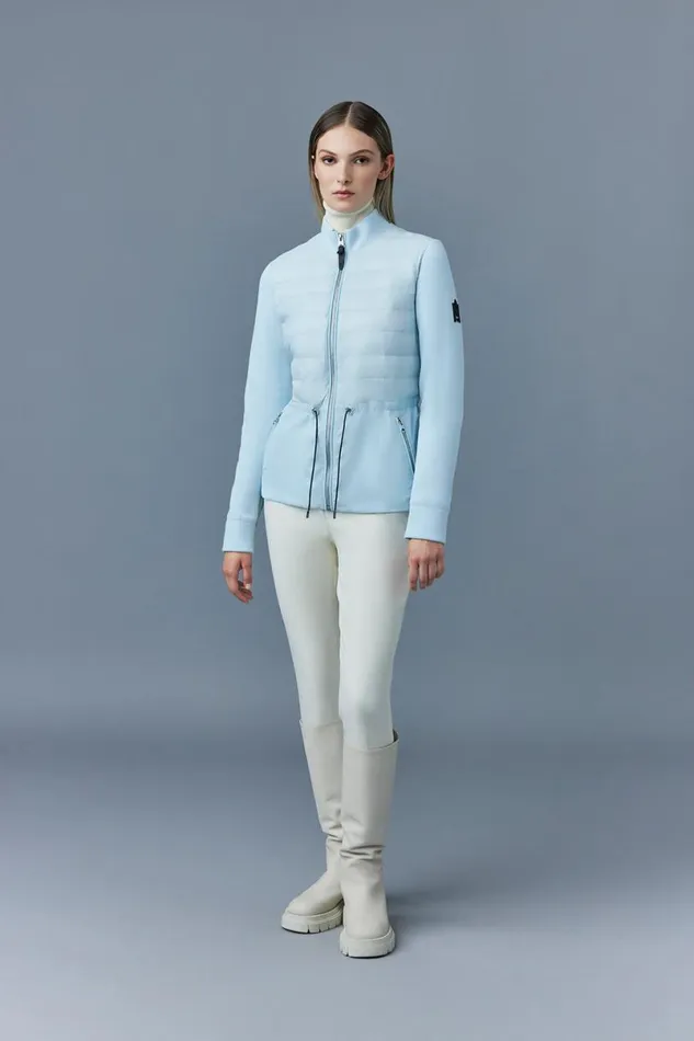 Light Down Jackets Women Mackage JOYCE Hybrid Jacket With Peplum Cream Light Down Jackets Women Mackage JOYCE Hybrid Jacket With Peplum Cream