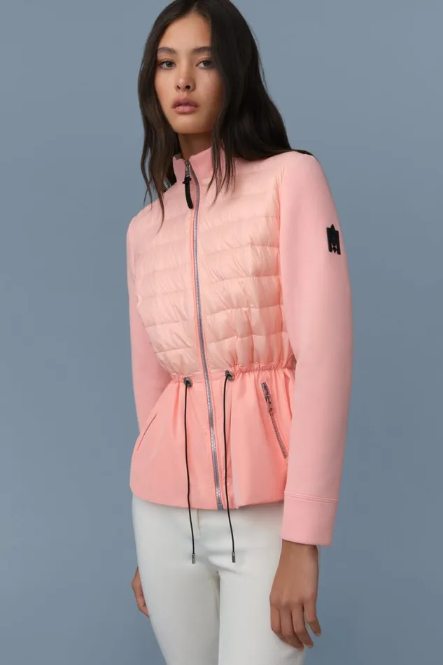 Light Down Jackets Women Mackage JOYCE Hybrid Jacket With Peplum Cream Light Down Jackets Women Mackage JOYCE Hybrid Jacket With Peplum Cream