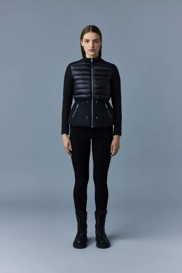 Light Down Jackets Women Mackage JOYCE Hybrid Jacket With Peplum Cream Light Down Jackets Women Mackage JOYCE Hybrid Jacket With Peplum Cream