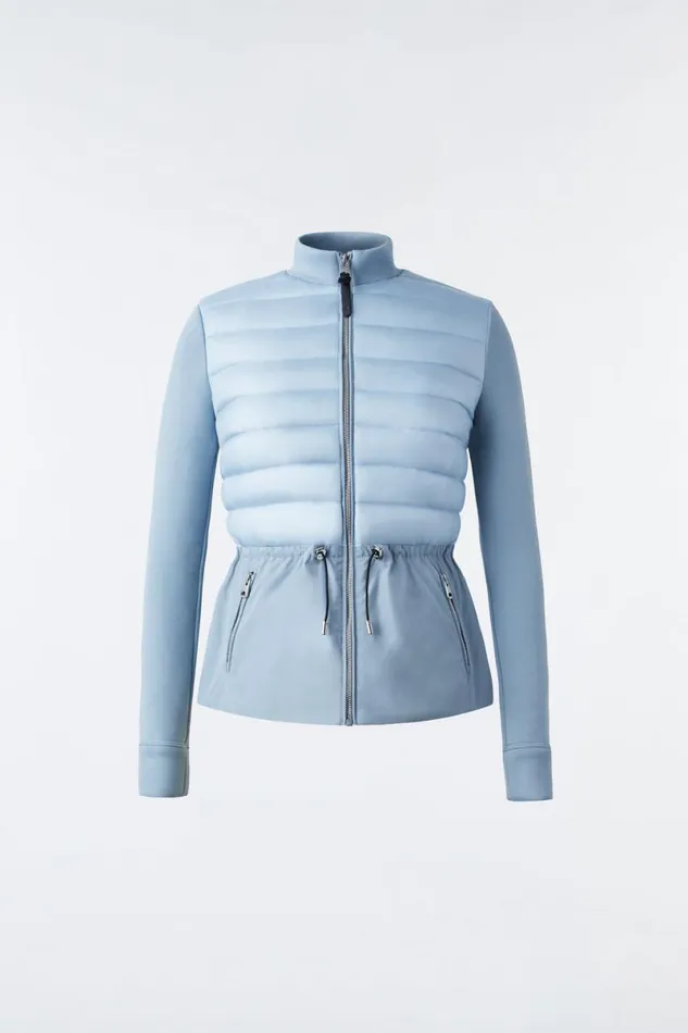 Light Down Jackets Women Mackage JOYCE Hybrid Jacket With Peplum Cream Light Down Jackets Women Mackage JOYCE Hybrid Jacket With Peplum Cream