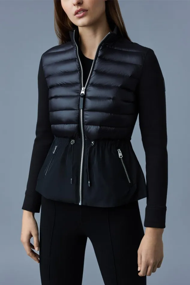 Light Down Jackets Women Mackage JOYCE Hybrid Jacket With Peplum Cream Light Down Jackets Women Mackage JOYCE Hybrid Jacket With Peplum Cream