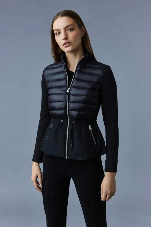 Light Down Jackets Women Mackage JOYCE Hybrid Jacket With Peplum Cream Light Down Jackets Women Mackage JOYCE Hybrid Jacket With Peplum Cream
