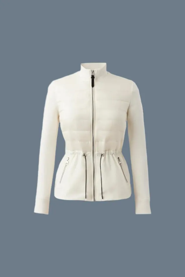 Light Down Jackets Women Mackage JOYCE Hybrid Jacket With Peplum Cream Light Down Jackets Women Mackage JOYCE Hybrid Jacket With Peplum Cream